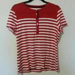 CHAPS SPORT red/white stripe top Large.
